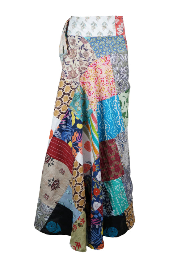 Boho Gray Multi-Floral Wrap Skirt – Breezy Chic Summer Style for Free-Spirited Women