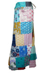 Boho Blue Multi-Floral Wrap Skirt – Flowing Elegant Summer Skirt for Women