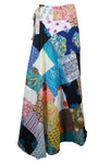 Boho Blue Floral Wrap Skirt – Lightweight Multi-Color Beach Cover-Up for Women