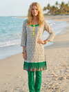 Boho White Mantra Printed Yoga Kurta | Indian Cotton Tunic for Women M