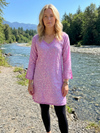 Women’s Pink Sequin Embroidered Cotton Tunic | Bohemian Stylish Kurti for Women