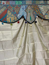 Indian Wall Decor Boho Blue Valence Toran Silver curtain, Embroidered Window Topper