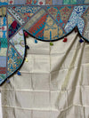 Indian Wall Decor Boho Blue Valence Toran Silver curtain, Embroidered Window Topper