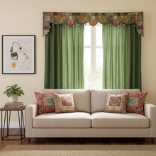  Retro Boho Toran – Embroidered Window Topper with Orange Curtains, Indian Valance Decor