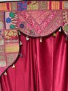 Retro Pink Embroidered Indian Toran Window Topper with Matching Curtains 