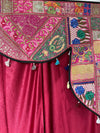 Retro Pink Embroidered Indian Toran Window Topper with Matching Curtains 