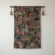  Black Zardozi Beaded Vintage Handcrafted Embroidered Tapestry – Original Wall Art 60x40