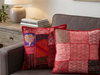 Bohemian Red Pillow Sham | Embroidered Patchwork Throw Cushion Cover