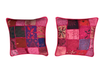 Handmade Boho Patchwork Cushion Covers – Vintage Sari Dark Pink Throw Pillows