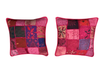 Handmade Boho Patchwork Cushion Covers – Vintage Sari Dark Pink Throw Pillows
