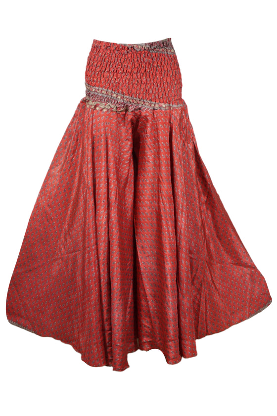 Boho-Chic Red Floral Palazzo Pants – Breezy Divided Gypsy Skirt for Women