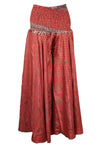 Boho-Chic Red Floral Palazzo Pants – Breezy Divided Gypsy Skirt for Women