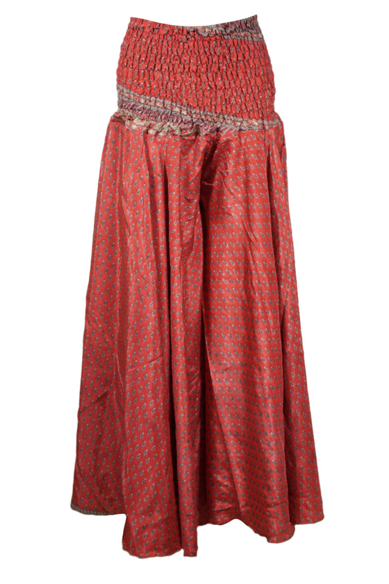 Boho-Chic Red Floral Palazzo Pants – Breezy Divided Gypsy Skirt for Women
