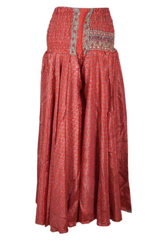 Boho-Chic Red Floral Palazzo Pants – Breezy Divided Gypsy Skirt for Women