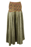 Women's Sage Green Boho Palazzo Pants – Handmade Floral Wide Leg Flowy Trousers  SM