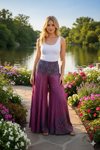 Cranberry Pink Boho Skirt Pants – Handmade Flowy Divided Maxi Skirt for Beach SM