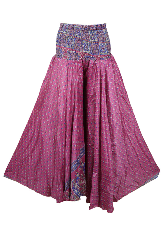 Cranberry Pink Boho Skirt Pants – Handmade Flowy Divided Maxi Skirt for Beach SM