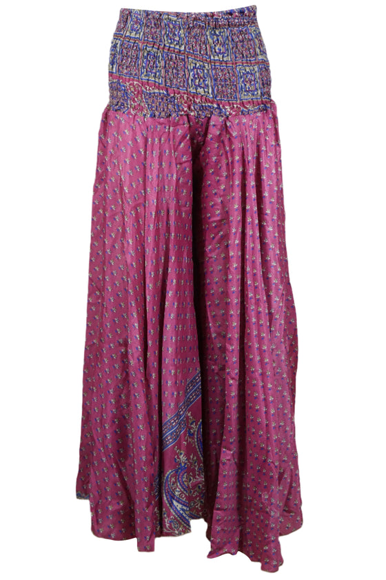 Cranberry Pink Boho Skirt Pants – Handmade Flowy Divided Maxi Skirt for Beach SM