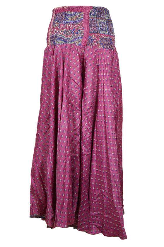 Cranberry Pink Boho Skirt Pants – Handmade Flowy Divided Maxi Skirt for Beach SM