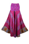 Bohemian Rouge Pink Skirt Pants – Handmade Flowy Flared Boho Beach Trousers for Women SM