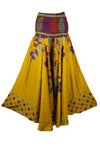 Golden Medallion Boho Palazzo Pants – Handmade Flowy Wide-Leg Divided Skirt SM
