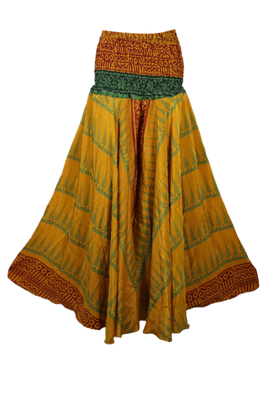 Bohemian Mustard Yellow Flared Skirt Pants – Handmade, Flowing & Breezy Summer Style SM