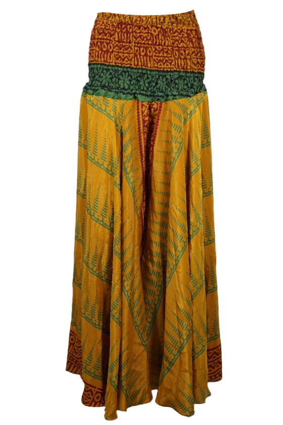 Bohemian Mustard Yellow Flared Skirt Pants – Handmade, Flowing & Breezy Summer Style SM