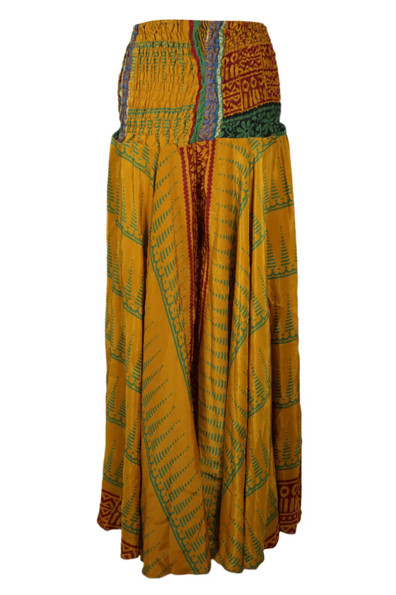 Bohemian Mustard Yellow Flared Skirt Pants – Handmade, Flowing & Breezy Summer Style SM