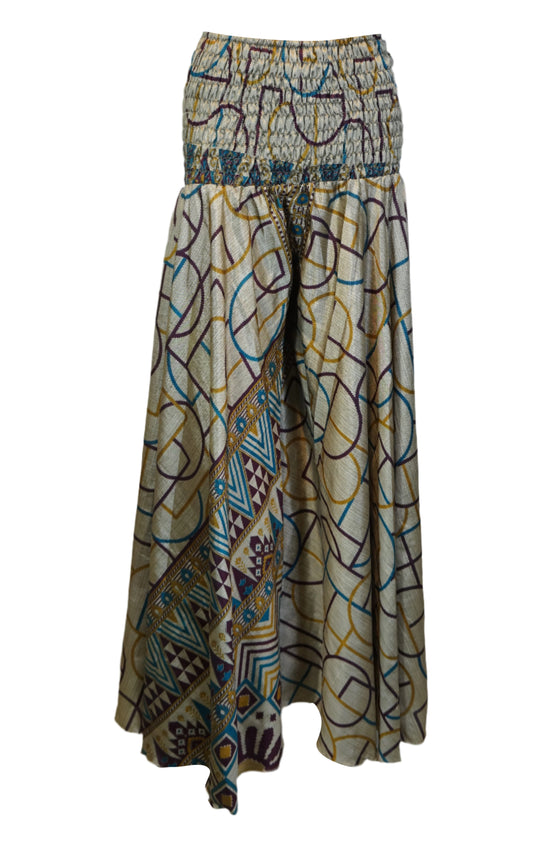 Women’s Bohemian Dark Gray Wide-Leg Pants – Flowy Divided Skirt for Effortless Boho Style SM