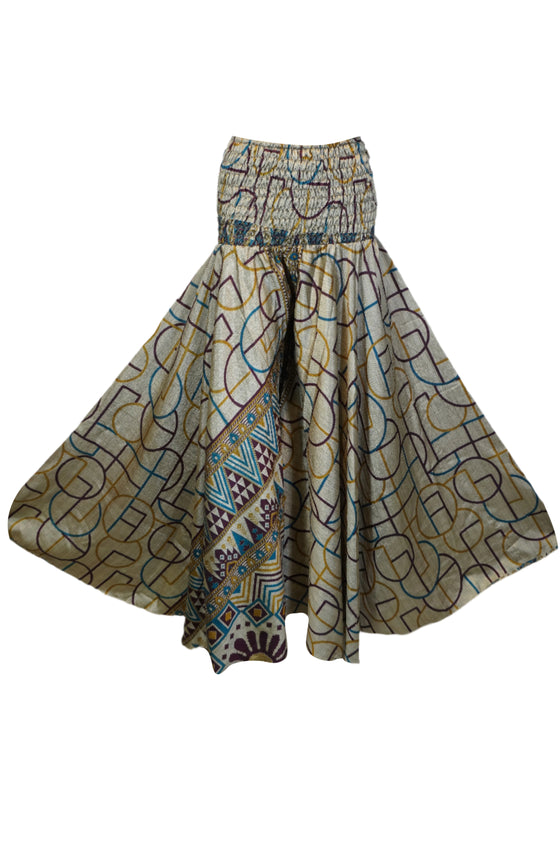 Women’s Bohemian Dark Gray Wide-Leg Pants – Flowy Divided Skirt for Effortless Boho Style SM