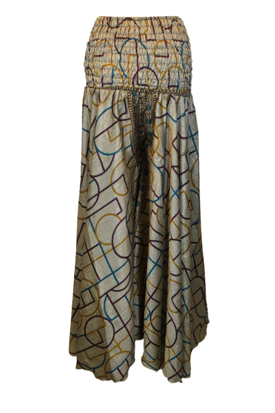 Women’s Bohemian Dark Gray Wide-Leg Pants – Flowy Divided Skirt for Effortless Boho Style SM
