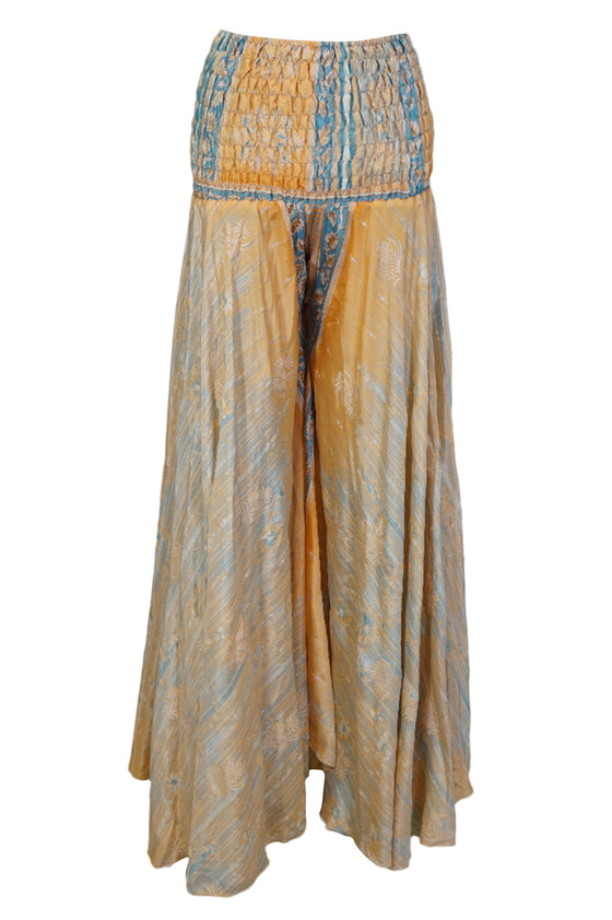 Boho Peach Split Palazzo Pants – Handcrafted Flowy Wide-Leg Boho Trousers for Women SM