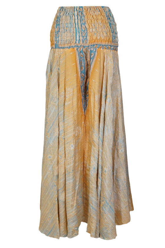 Boho Peach Split Palazzo Pants – Handcrafted Flowy Wide-Leg Boho Trousers for Women SM