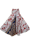  Bohemian White Palazzo Pants with Red Leaf Print Boho Wide-Leg Pants for Women SM
