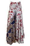 Bohemian White Palazzo Pants with Red Leaf Print Boho Wide-Leg Pants for Women SM