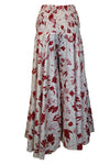  Bohemian White Palazzo Pants with Red Leaf Print Boho Wide-Leg Pants for Women SM