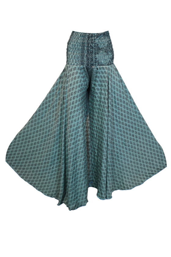 Handmade Sea Blue Boho Palazzo Pants for Women – Flowy, Wide-Leg, and Effortlessly Chic  SM