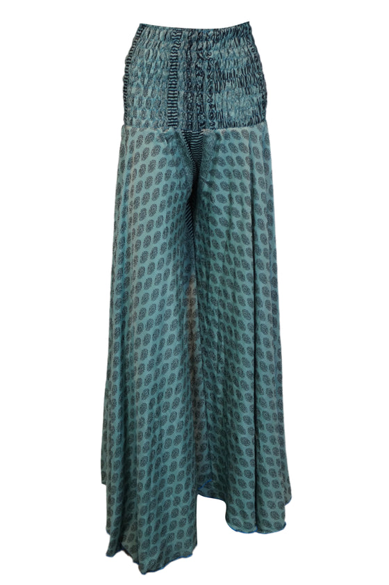 Handmade Sea Blue Boho Palazzo Pants for Women – Flowy, Wide-Leg, and Effortlessly Chic  SM