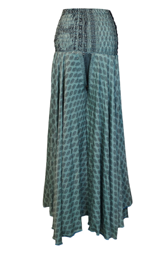 Handmade Sea Blue Boho Palazzo Pants for Women – Flowy, Wide-Leg, and Effortlessly Chic  SM