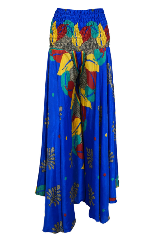 Handmade Boho Navy Blue Wide-Leg Palazzo Pants – Flowy & Elegant SM