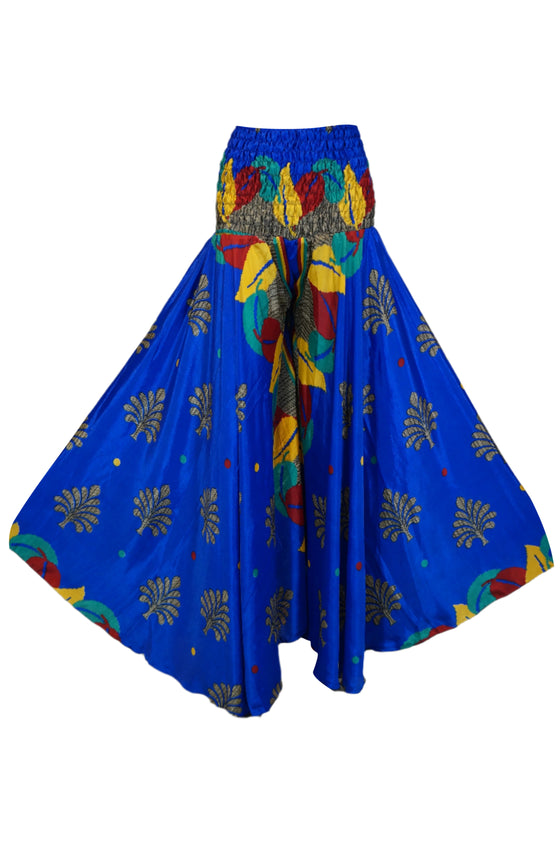 Handmade Boho Navy Blue Wide-Leg Palazzo Pants – Flowy & Elegant SM