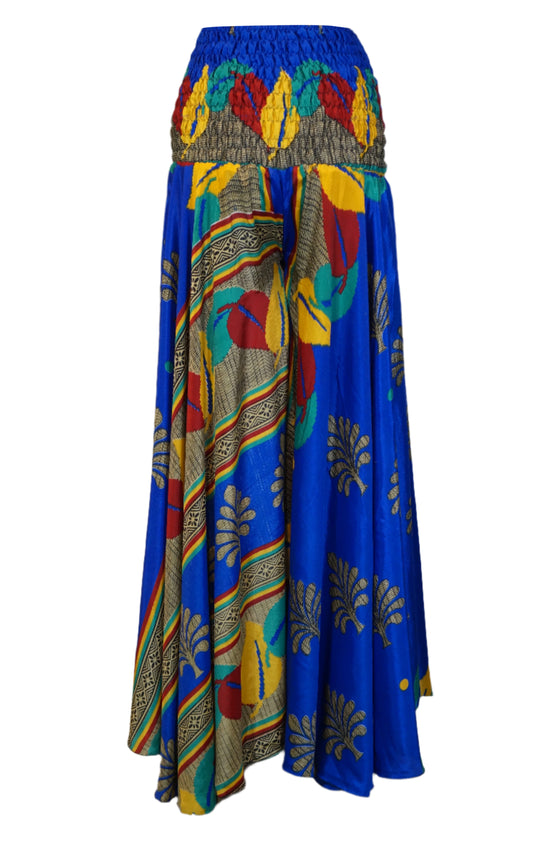 Handmade Boho Navy Blue Wide-Leg Palazzo Pants – Flowy & Elegant SM