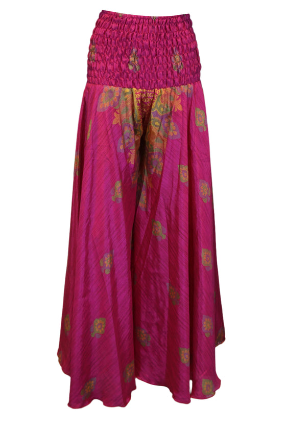 Handmade Bohemian Wide-Leg Pants in Magenta Pink – Effortlessly Flowy & Elegant SM