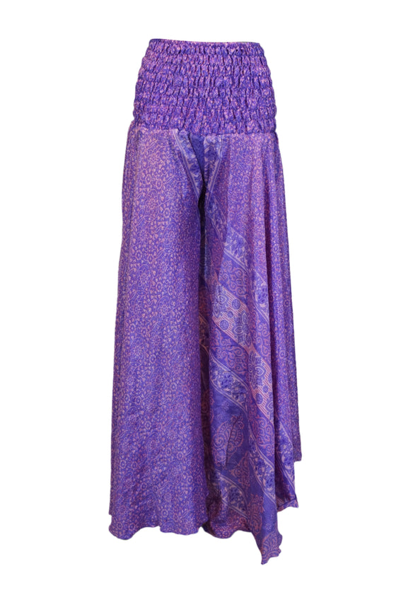 Bohemian Purple Wide-Leg Palazzo Pants – Free-Spirited & Flowy Elegance SM