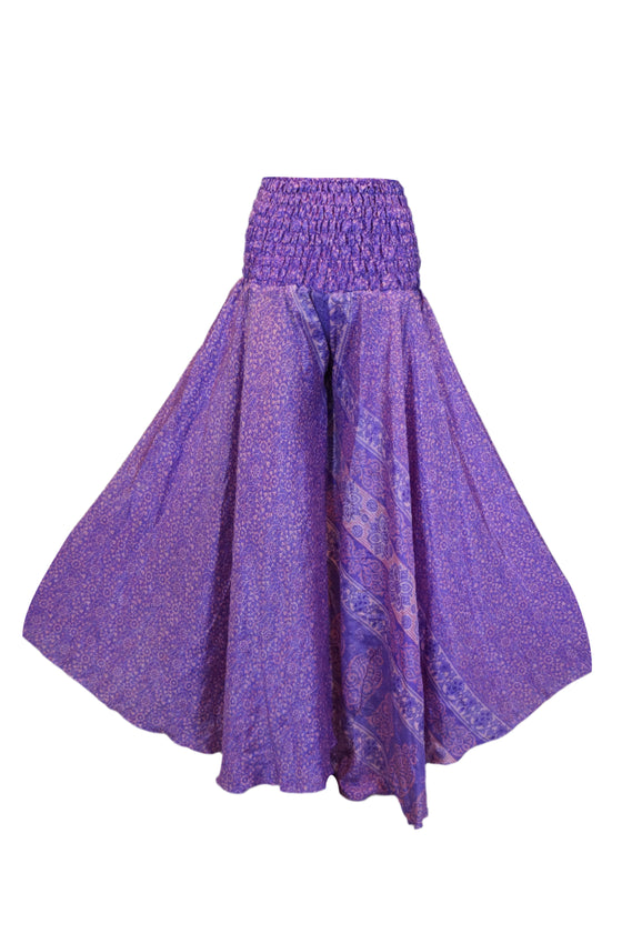 Bohemian Purple Wide-Leg Palazzo Pants – Free-Spirited & Flowy Elegance SM