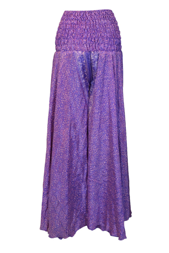 Bohemian Purple Wide-Leg Palazzo Pants – Free-Spirited & Flowy Elegance SM