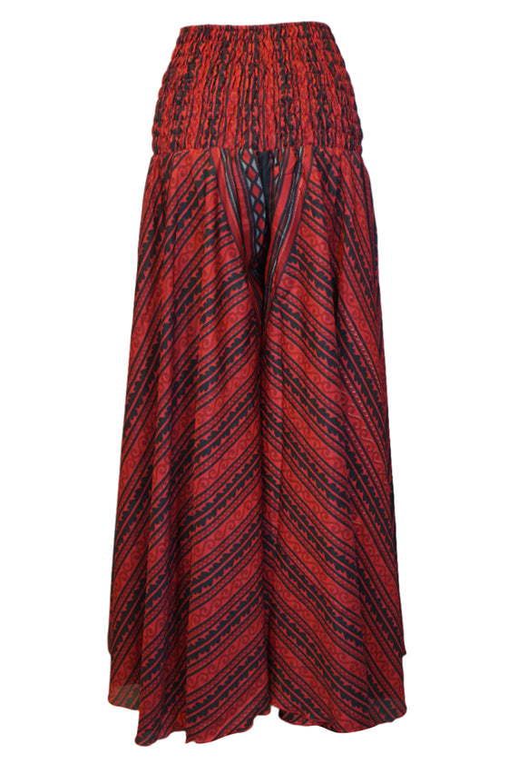 Bohemian Bright Red Palazzo Pants – Artisanal, Flowy & Effortlessly Chic SM