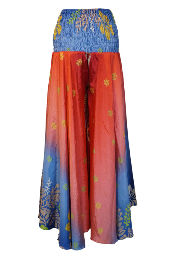 Bohemian Blue & Red Palazzo Pants – Artisanal, Flowy & Effortlessly Elegant SM
