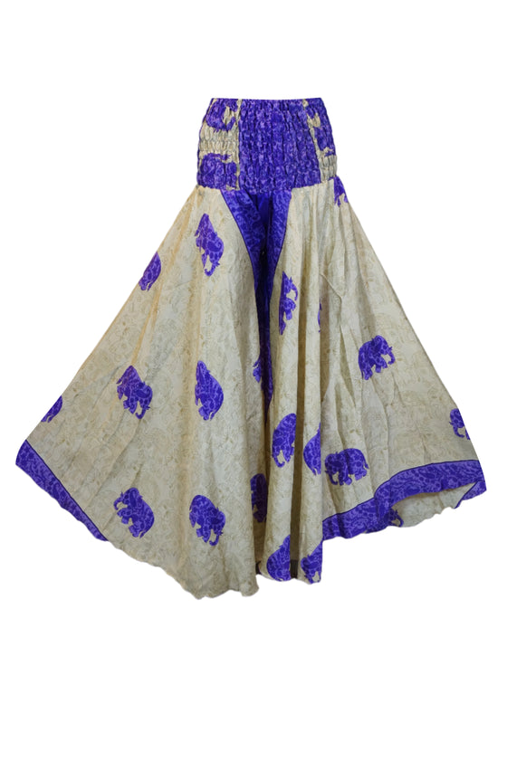  Bohemian Purple Elephant Print Palazzo Pants – Flowing, Stylish , and Artfully Handcrafted SM
