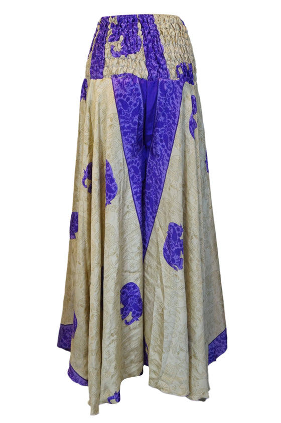 Bohemian Purple Elephant Print Palazzo Pants – Flowing, Stylish , and Artfully Handcrafted SM